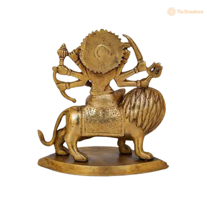 Brass Durga Maa Sherawali Idol 6 Inch – home mandir puja decor India