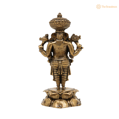 Brass Venkateshvara Idol on Lotus 3 Inch – home mandir puja decor India