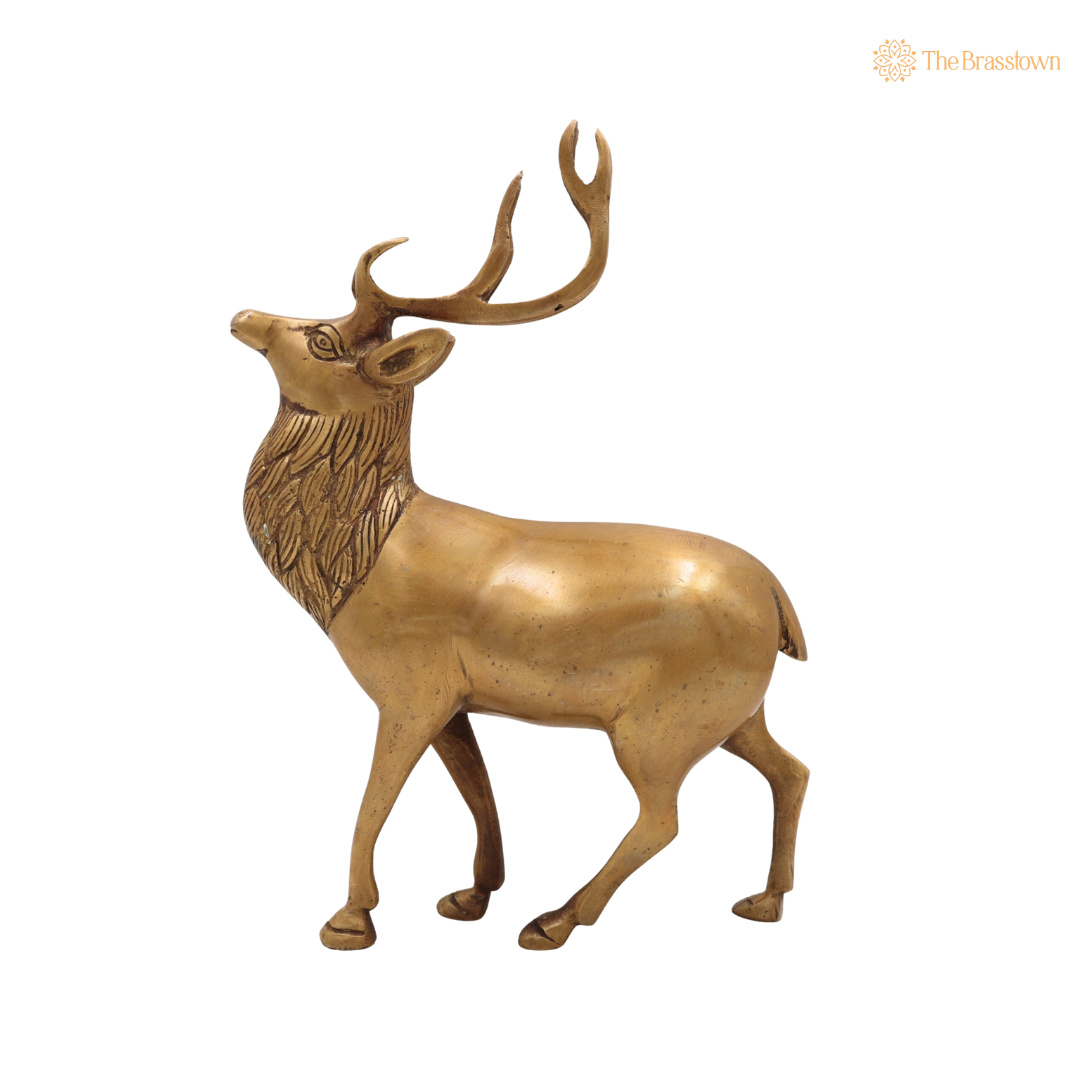 Brass Handcrafted Deer Idol 10 Inch – home mandir puja decor India