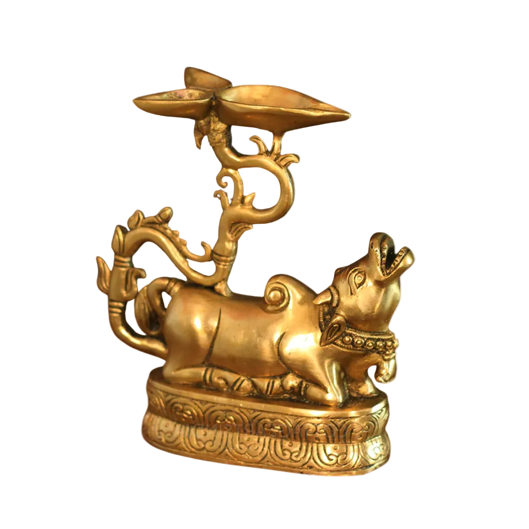 Handcrafted Brass Balinese Oil Lamp 7 Inch – home mandir puja decor India