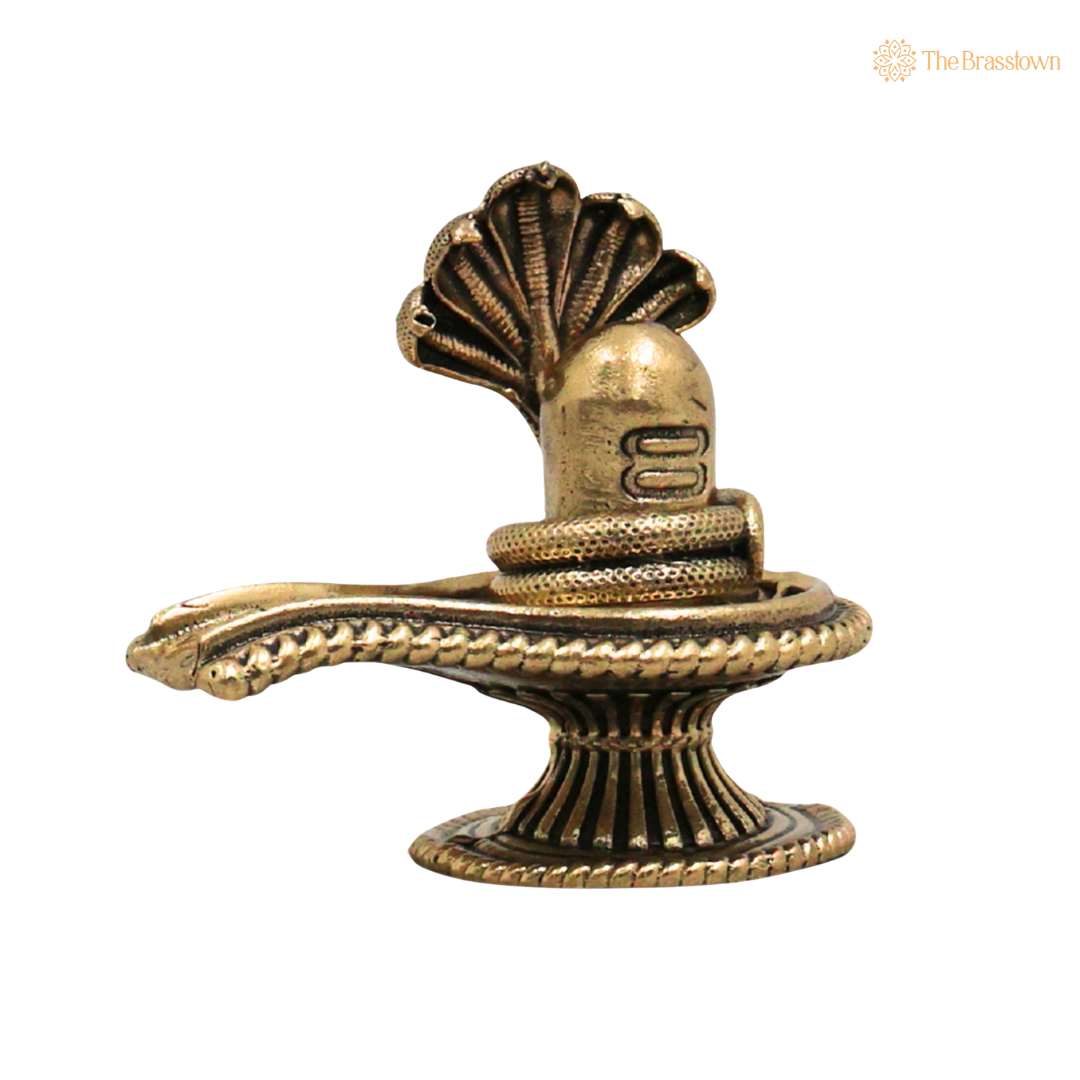 Brass Shivling with Panchnaag 2.5 Inch – home mandir puja decor India