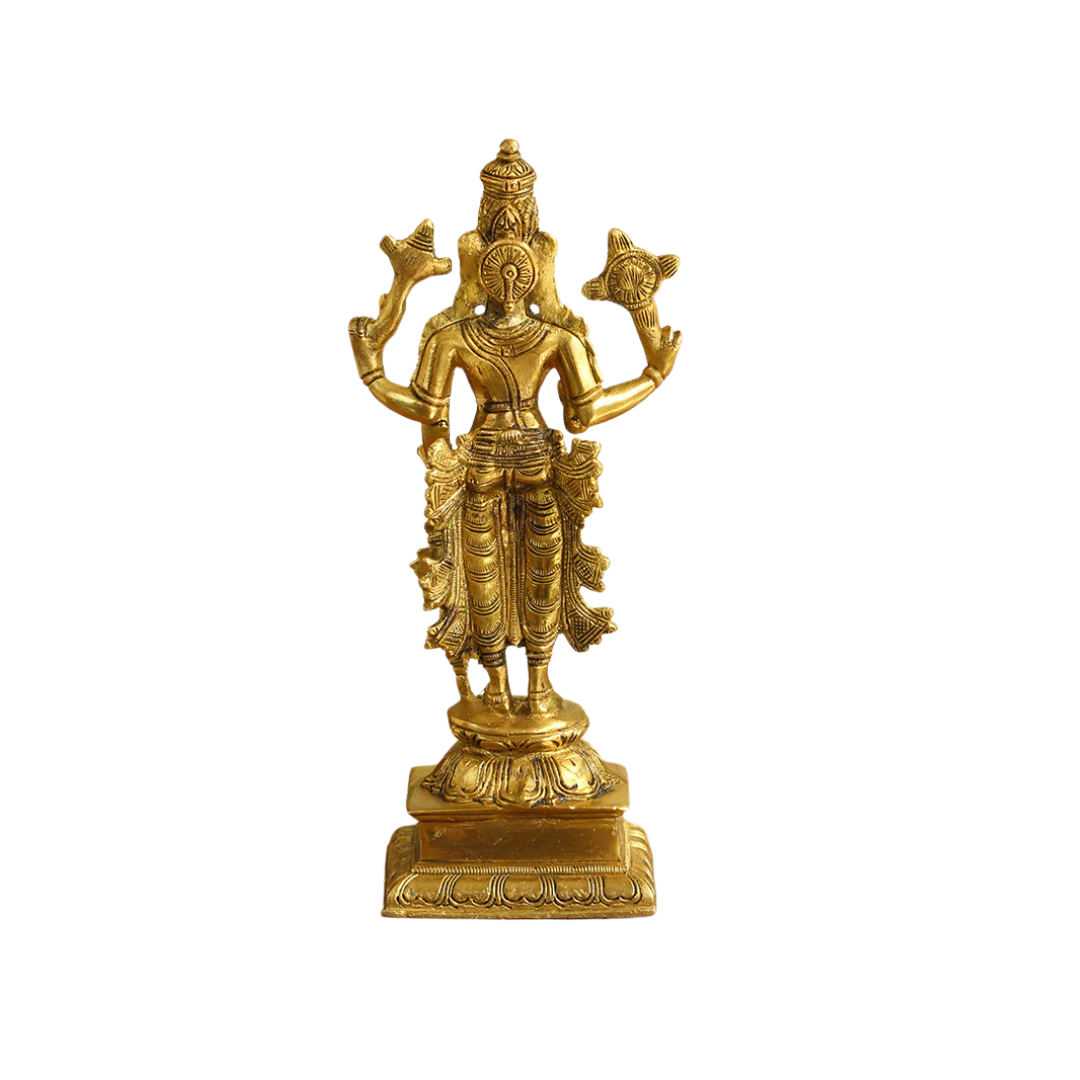Handcrafted Brass Vishnu Idol 9 Inch – home mandir puja decor India