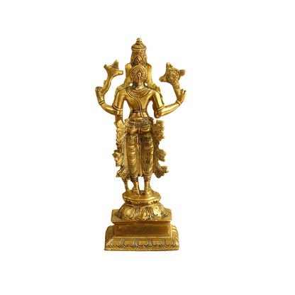 Handcrafted Brass Vishnu Idol 9 Inch – home mandir puja decor India