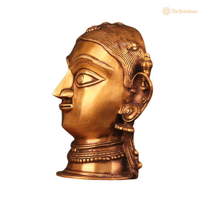 Handcrafted Brass Gauri Head Mask 10 Inch – home mandir puja decor India