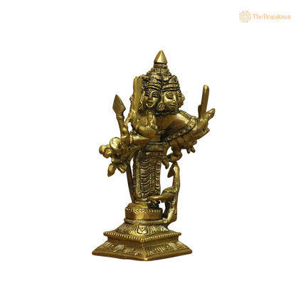 Handcrafted Brass Lord Murugan with Peacock Idol – Kartikeya Subramanya Murti for Home Temple, Pooja &amp; Divine Protection 6 Inch