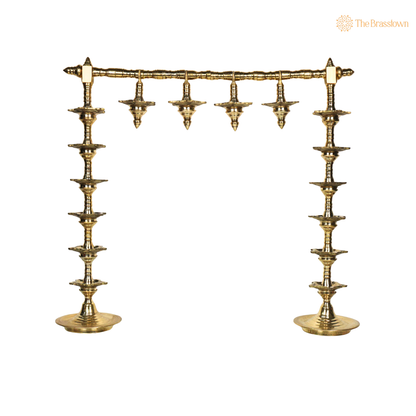 Brass Traditional Deepa Stambh Lamp Stand – Kuthu Vilakku Nilavilakku Samai, South Indian Temple Pooja Oil Stand for Home Mandir &amp; Décor 22 Inch