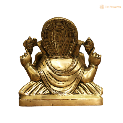 Handcrafted Brass Ganesh Superfine Idol 6 Inch – home mandir puja decor India