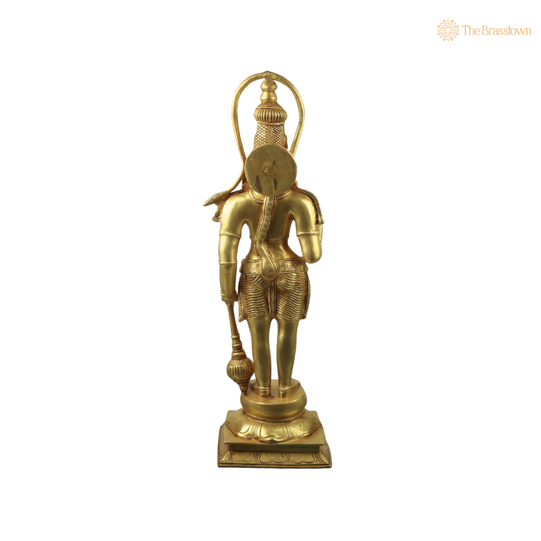 Brass Hanuman Idol – Bajrangbali / Anjaneya / Bajrangbali Sankatmochan Anjaneya / Ram Bhakt Murti for Puja, Home Mandir &amp; Spiritual Décor 27.5 Inch