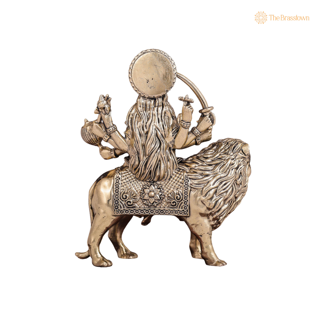 Brass Durga Idol with Trishul 4 Inch – home mandir puja decor India