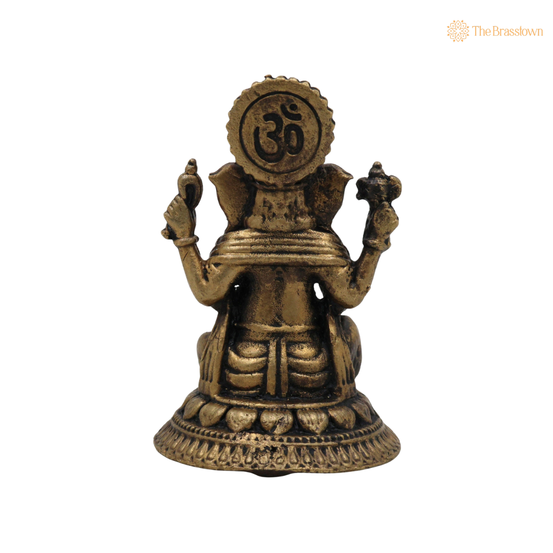 Handcrafted Brass Ganpati Bappa Idol 2 Inch – home mandir puja decor India