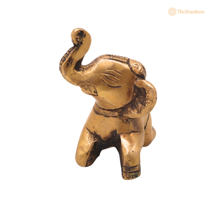 Brass Baby Gaja Elephant Idol – Decorative Elephant Statue for Home, Office &amp; Spiritual Décor 2.5 Inch