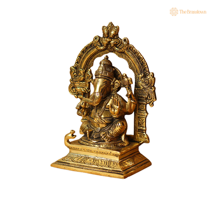 Handcrafted Brass Ganesh Idol with 7 Inch – home mandir puja decor India