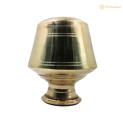 Handcrafted Brass Water Pot Kalash Jal Patra For Pooja – Traditional Pital Gangajali Kamandal for Puja, Ganga Jal Storage, Rishi Muni Kalash &amp; Hindu Rituals 11.5 Inch
