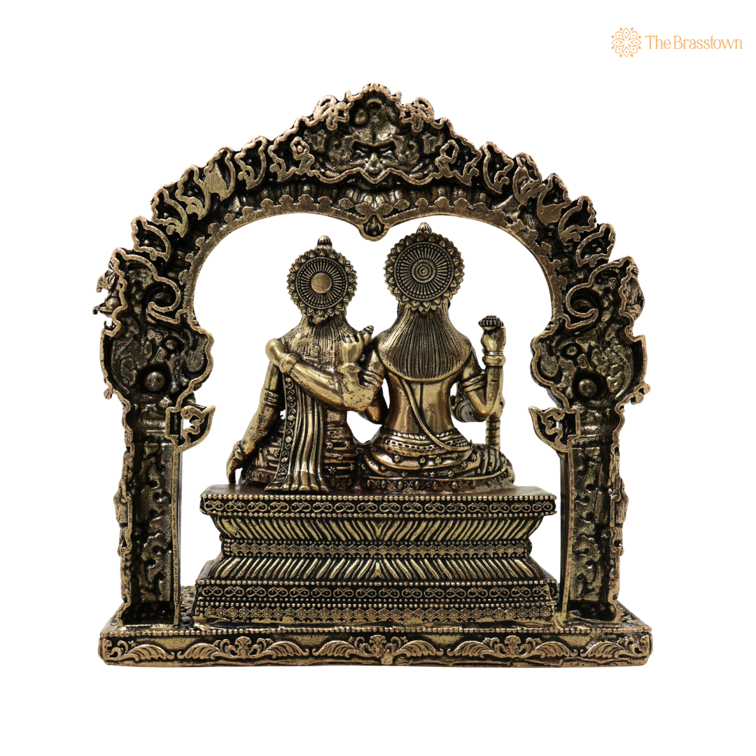 Brass Lord Vishnu and Goddess Lakshmi Idol - Handcrafted Traditional Chola Murti for Pooja Home Decor &amp; Spiritual Gifting 4.5 Inch