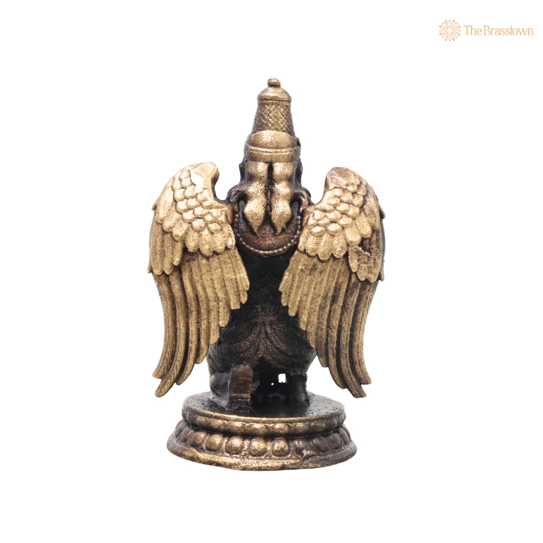 Unique Brass Garuda Idol – Divine Vahana of Lord Vainateya Vishnu, Garuda Murti for Puja, Home Mandir &amp; Spiritual Décor 3 Inch