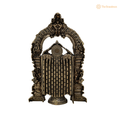 Brass Venkateshvara Idol WIth Prabhavali 6 Inch closeup – intricate craftsmanship