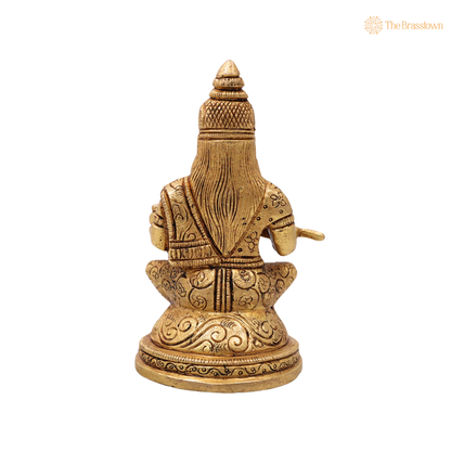 Brass Annapurneshwari Annapurna Devi Idol – Annapoornā Mata Murti for Pooja &amp; Kitchen Temple 6 Inch