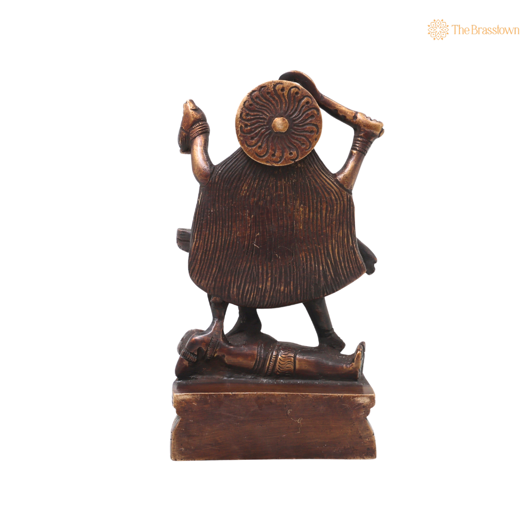 Unique Traditional Brass Mahakali Statue Murti – Unique Chola Style Kali Mata Statue for Pooja, Home Mandir, Spiritual Décor &amp; Gifting 10 Inch