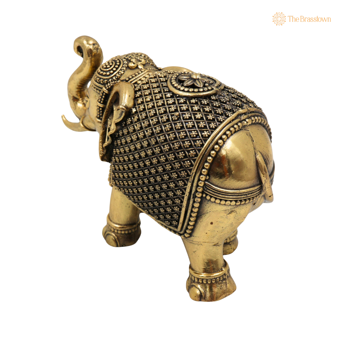 Brass Small Elephant Idol 2 Inch – home mandir puja decor India