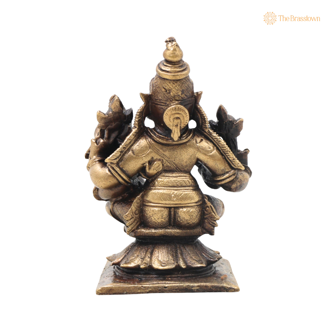 Brass Lakshmi Narasimha Idol – Traditional Narahari Swamy Chola Style Murti for Pooja, Home Mandir, Spiritual Décor &amp; Gifting 3 Inch