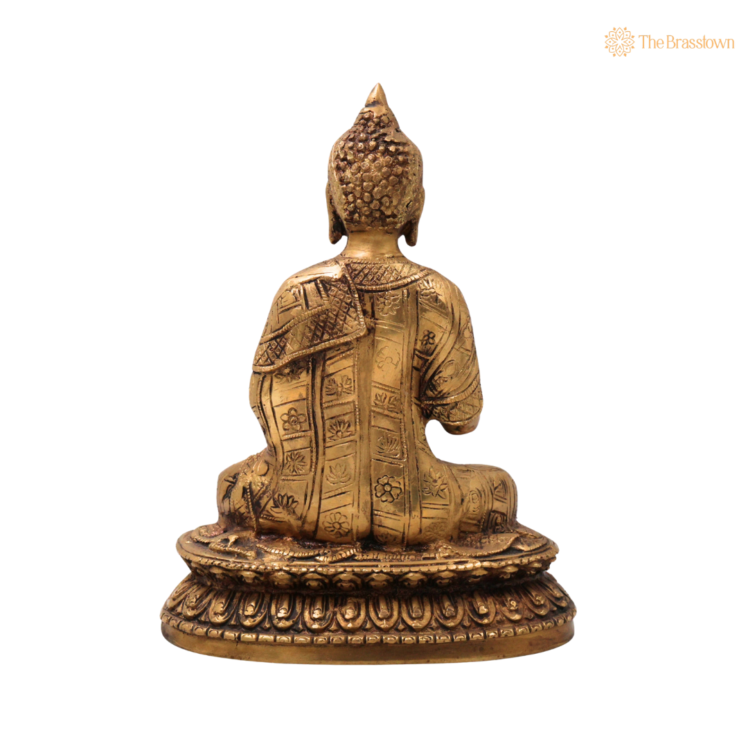 Handcrafted Brass Gautama Buddha Idol in Meditation - A Symbol of Wisdom and Peace 10.5 Inch