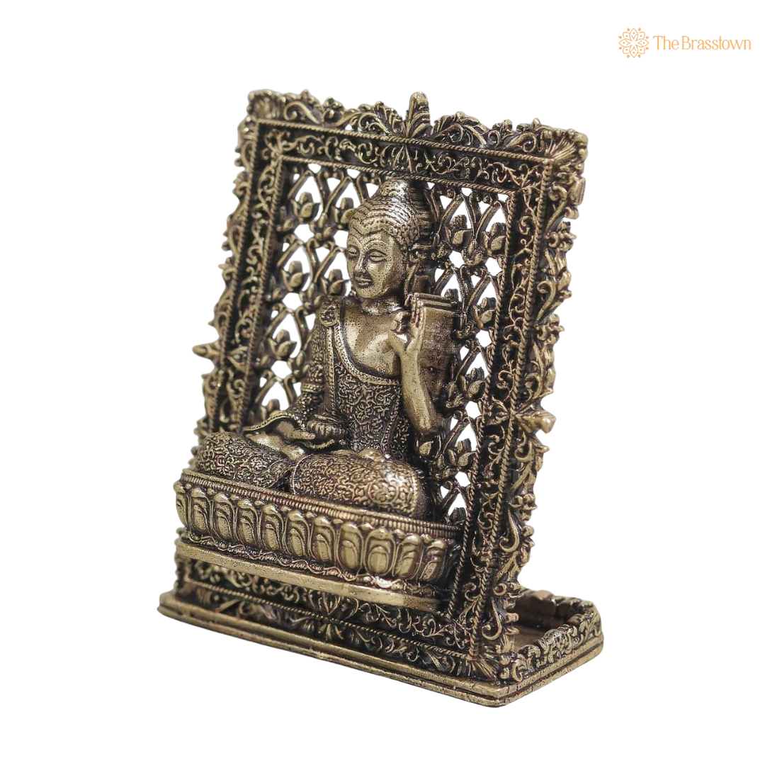 Brass Buddha Panel – Fine Handcrafted Buddha Wall Plaque for Car Dashboard, Home Décor, Meditation &amp; Spiritual Blessings 3 Inch