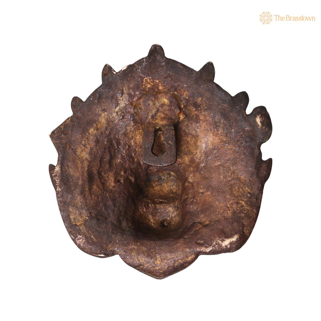 Brass Garuda Face Sculpture Wall Hanging – Handcrafted Vishnu Vahana Garuda Mask for Temple, Home Mandir, Spiritual Décor &amp; Gifting 5 Inch