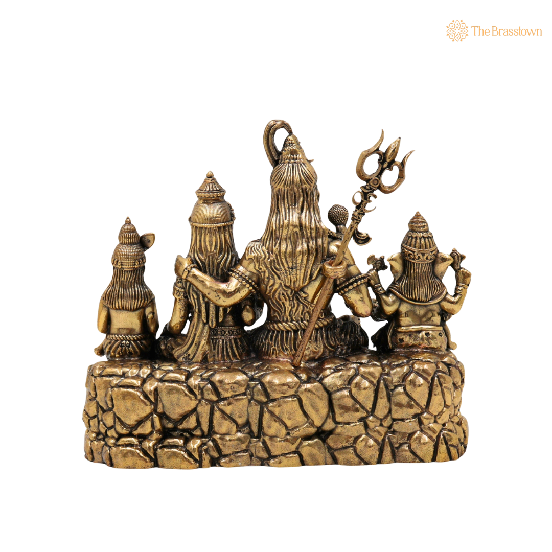 Handcrafted Brass Shiv Parivar Idol 5 Inch – home mandir puja decor India