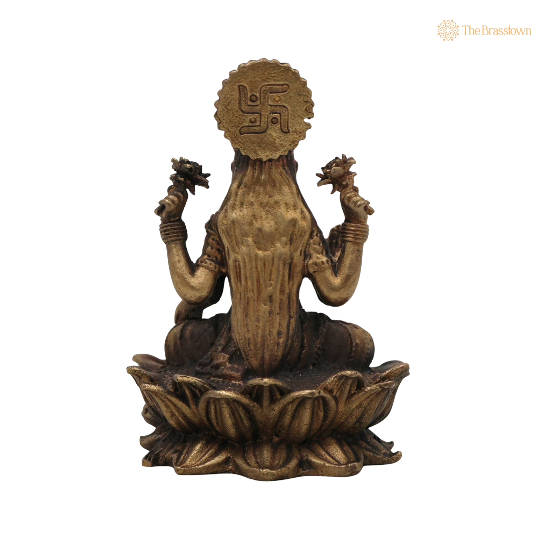 Brass Handcrafted Lakshmi Idol 2.5 Inch – home mandir puja decor India
