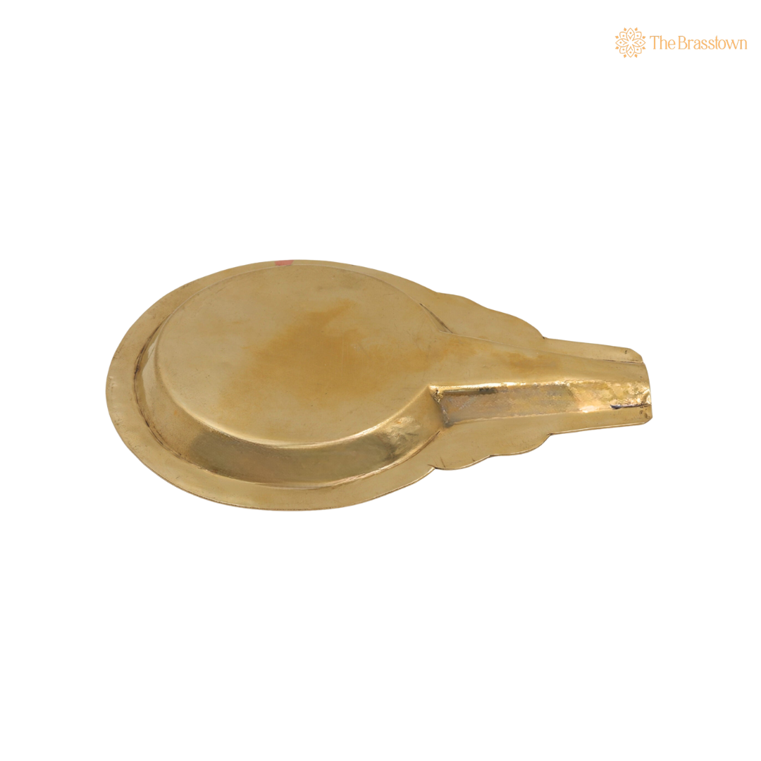 Brass Abhishek Patra with Somasutra –  Abhishekam Plate, Tirumanjanam Stand &amp; Temple Pooja Vessel for Shivling and Deity Worship 8.5 Inch