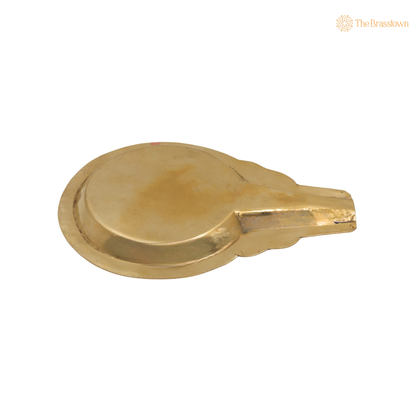 Brass Abhishek Patra with Somasutra –  Abhishekam Plate, Tirumanjanam Stand &amp; Temple Pooja Vessel for Shivling and Deity Worship 8.5 Inch