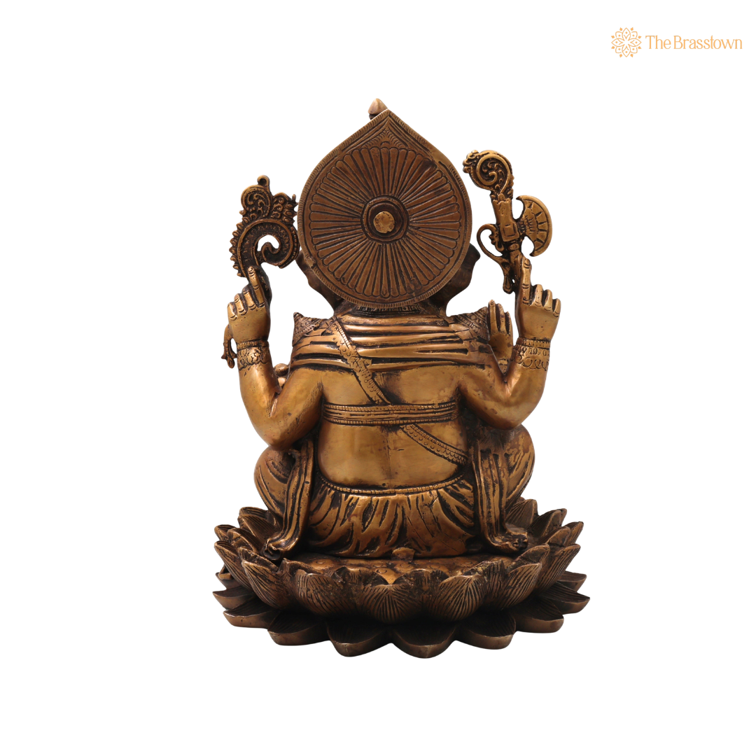 Brass Ganesha Ganapati Vinayaka Idol – Traditional Chola Style Ganapati Vinayaka Murti for Pooja, Home Mandir, Décor &amp; Gifting 13 Inch