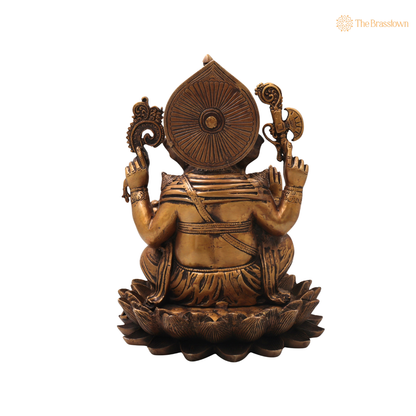 Brass Ganesha Ganapati Vinayaka Idol – Traditional Chola Style Ganapati Vinayaka Murti for Pooja, Home Mandir, Décor &amp; Gifting 13 Inch
