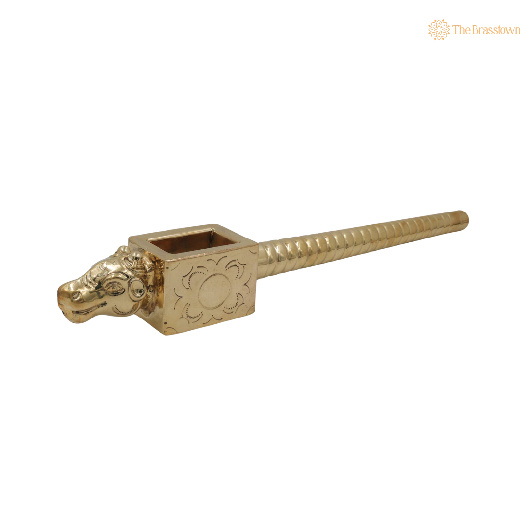 Brass Nandi Havan Spoon – Peetal Pooja Spoon for Homa, Yagna, Agnihotra &amp; Vedic Rituals 3 Inch