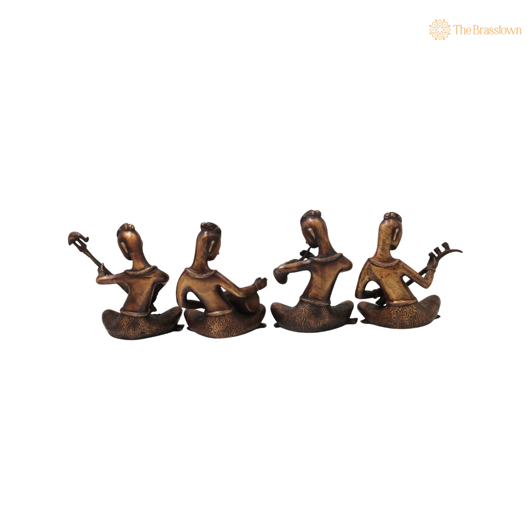 Handcrafted Brass Musician Sculpture Set of 4 – Brass Musical Figurines Orchestra Sculpture for Home Décor &amp; Luxury Gifting 6.5 Inch