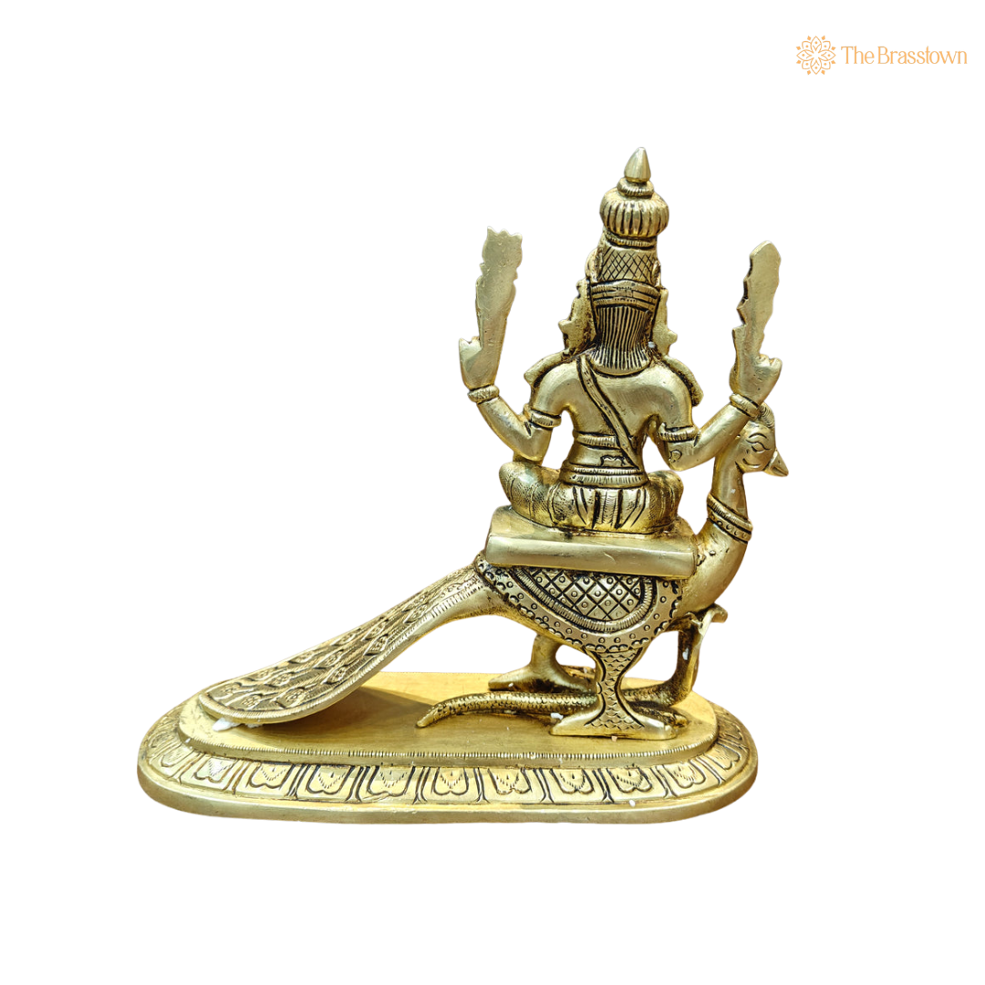 Brass Small Murugan Swamy Kartikeya 8 Inch – home mandir puja decor India