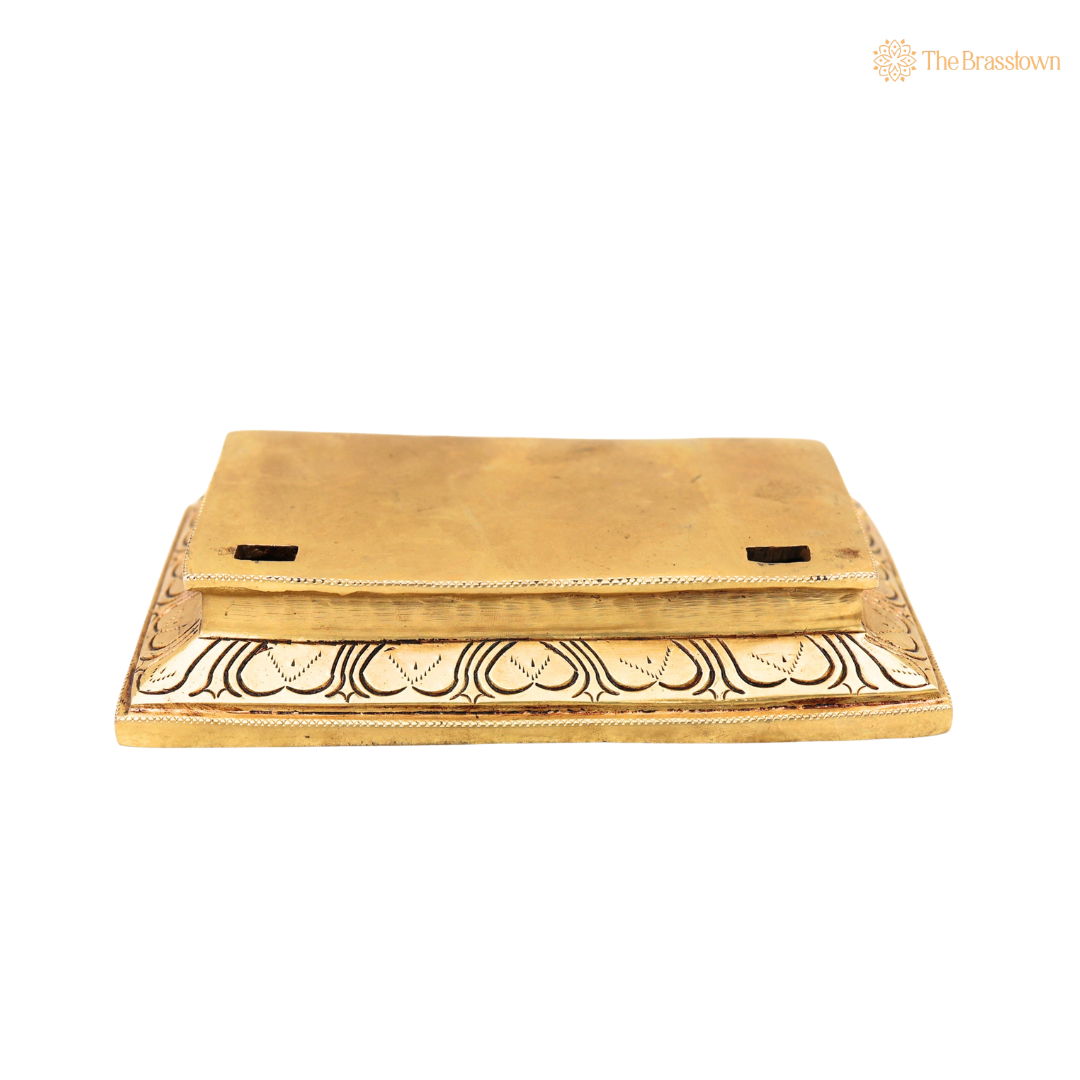 Traditonal Handcrafted Brass Chowki for mandir – Traditional Pooja Peetha / Singhasan for Idols, Kalash &amp; Ritual Use 1.5 Inch