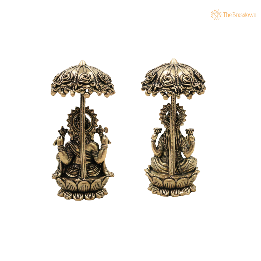 Brass Lakshmi Ganapati Idol 4.5 Inch – home mandir puja decor India