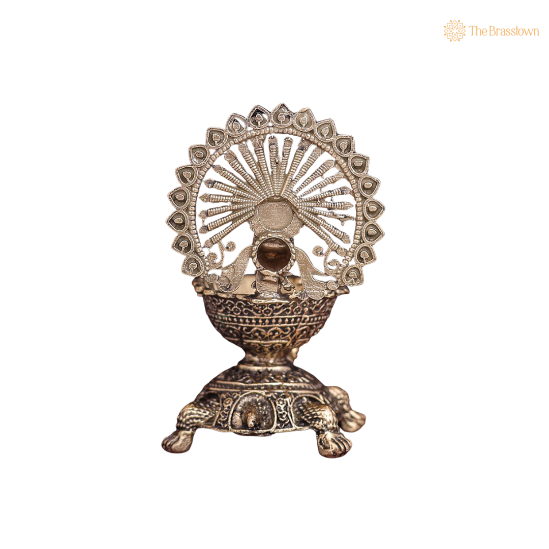 Brass Superfine Designer Peacock Diya 3.5 Inch – home mandir puja decor India