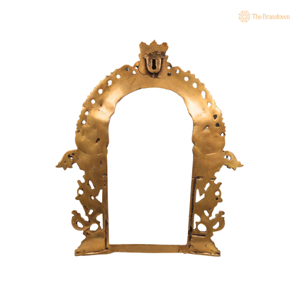 Handcrafted Brass Circular Traditional Prabhavali Frame – Handcrafted Arch Backdrop Wall Hanging for Home Temple, Deity Décor &amp; Spiritual Ambience 20.5 Inch