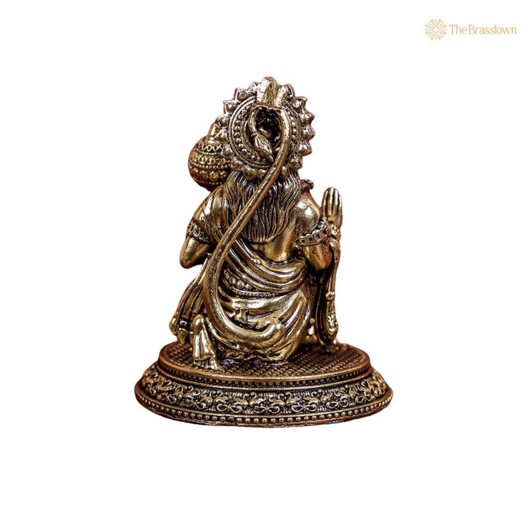 Brass Lord Hanuman Statue 2.5 Inch – home mandir puja decor India