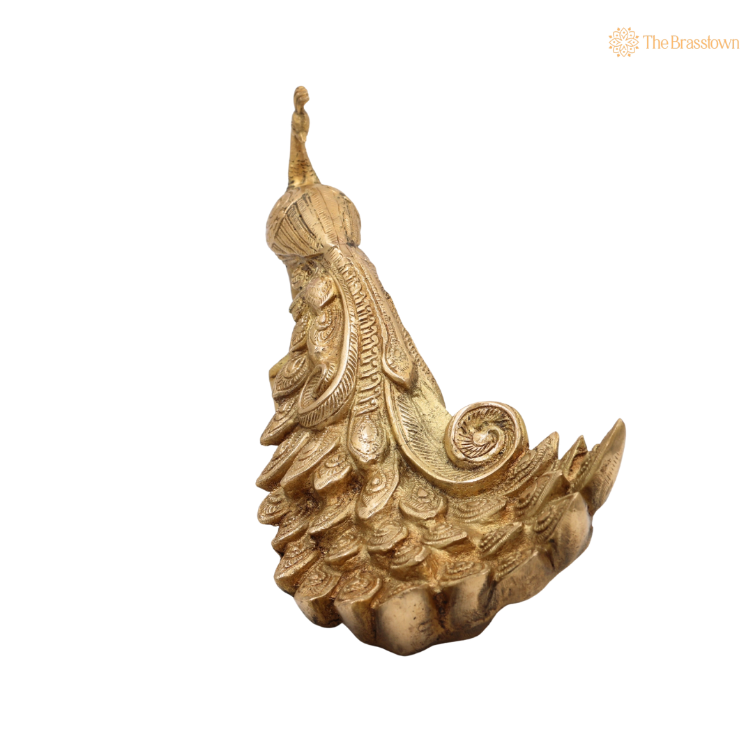 Antique Handcrafted Brass Peacock Showpiece 7 Inch – home mandir puja decor India