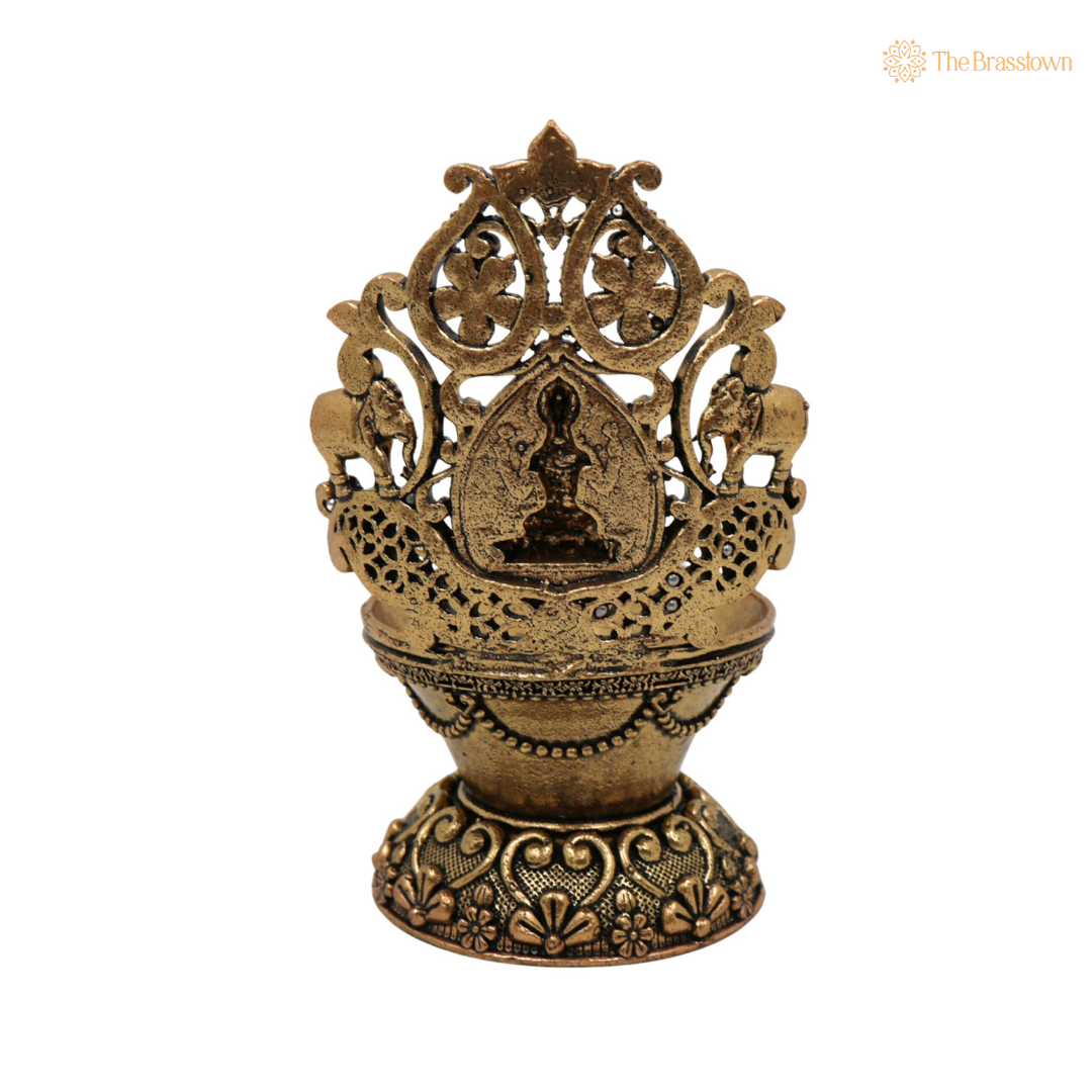 Brass Handcrafted Mahalakshmi Deepam 4 Inch – home mandir puja decor India