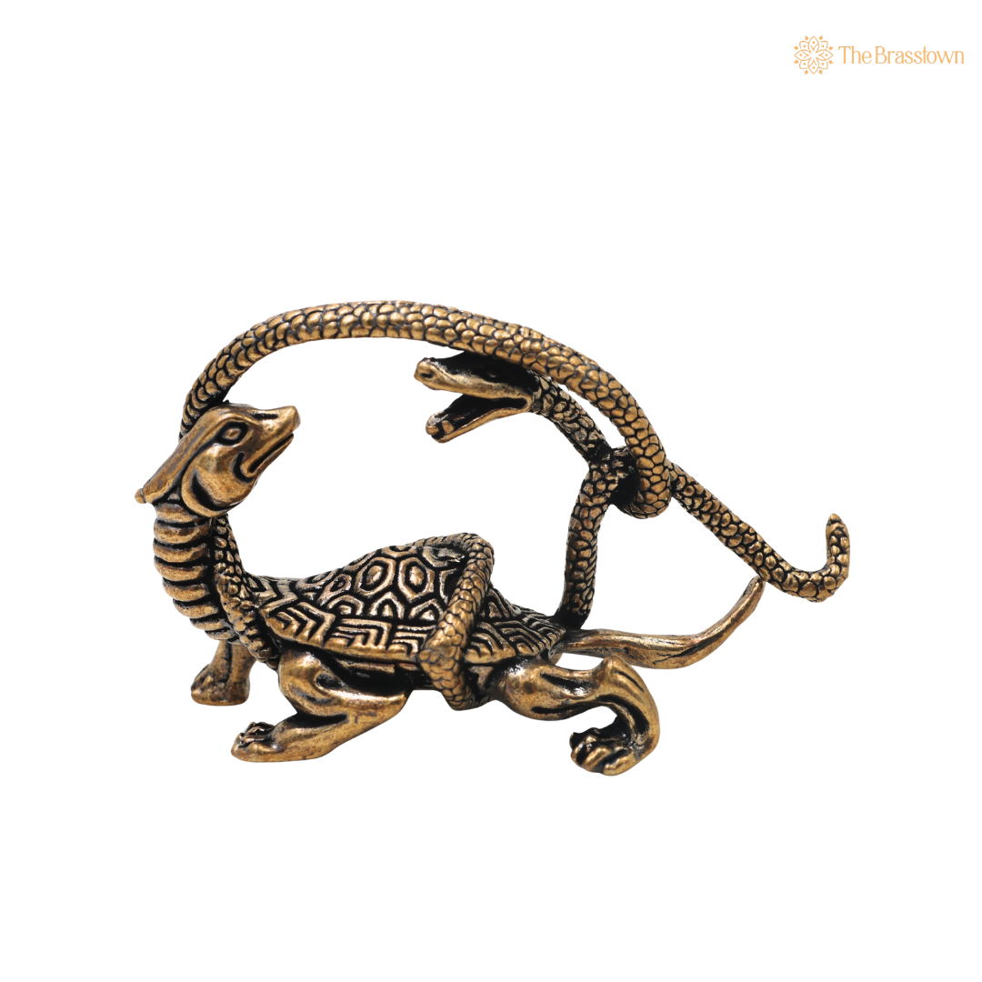 Brass Naag Kurma Tortoise Sculpture – Vastu &amp; Feng Shui Symbol for Stability, Wealth &amp; Protection 1.5 Inch