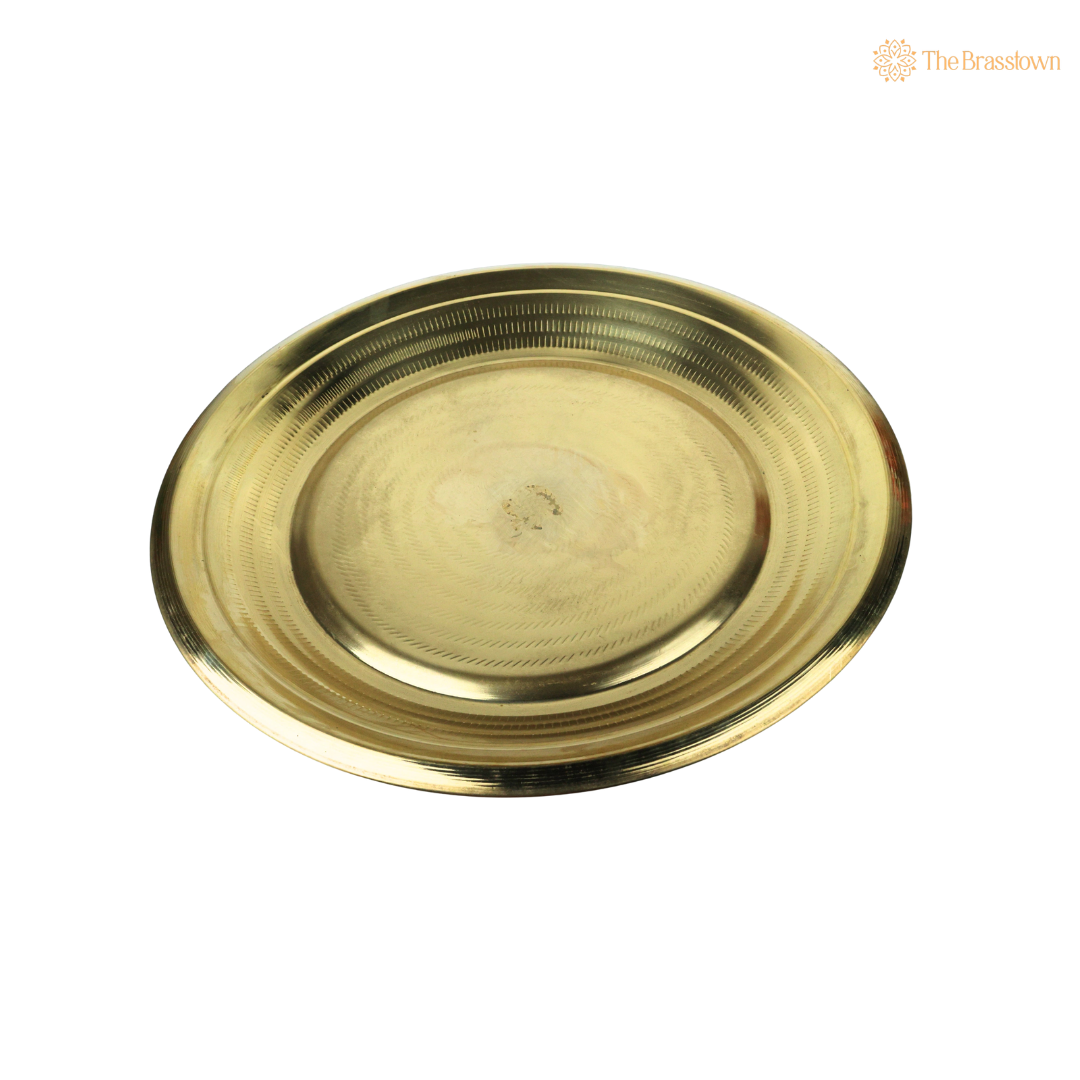 Brass Plate Heavy Pure Peetal Thali Pooja Aarti for Mandir – Peetal Pooja Plate (Pital Puja Thambalam) for Hindu Worship &amp; Temple Rituals 1.5 Inch