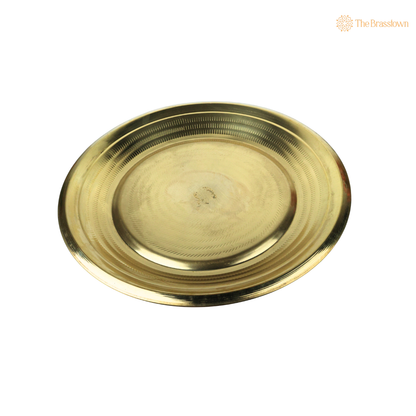 Brass Plate Heavy Pure Peetal Thali Pooja Aarti for Mandir – Peetal Pooja Plate (Pital Puja Thambalam) for Hindu Worship &amp; Temple Rituals 1.5 Inch