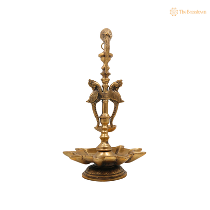 Parrot Perch Brass Hanging Diya 13 Inch – home mandir puja decor India