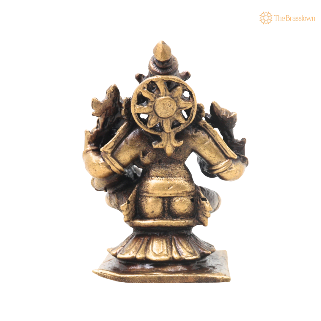 Brass Lakshmi Narasimha Idol – Traditional Narahari Murti for Pooja, Home Mandir, Spiritual Décor &amp; Gifting 3 Inch
