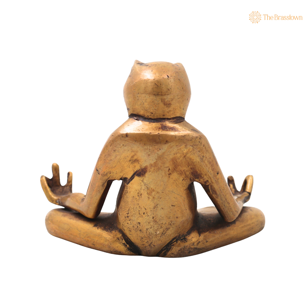 Brass Yoga Frog Sculpture – Handcrafted Meditating Frog Figurine for Yoga, Home Décor, Office Desk, Vastu &amp; Gifting 3.5 Inch