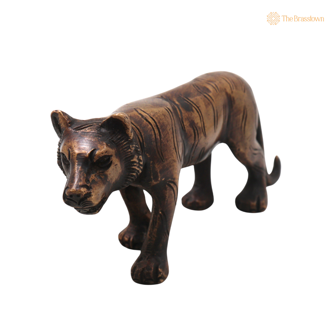 Handcrafted Brass Royal Tiger Idol – Royal Bengal Tiger Idol for Home, Office &amp; Table Décor 3 Inch